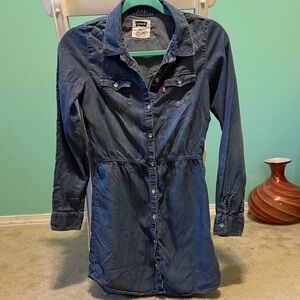Levi's Blue Denim Long Sleeve Dress